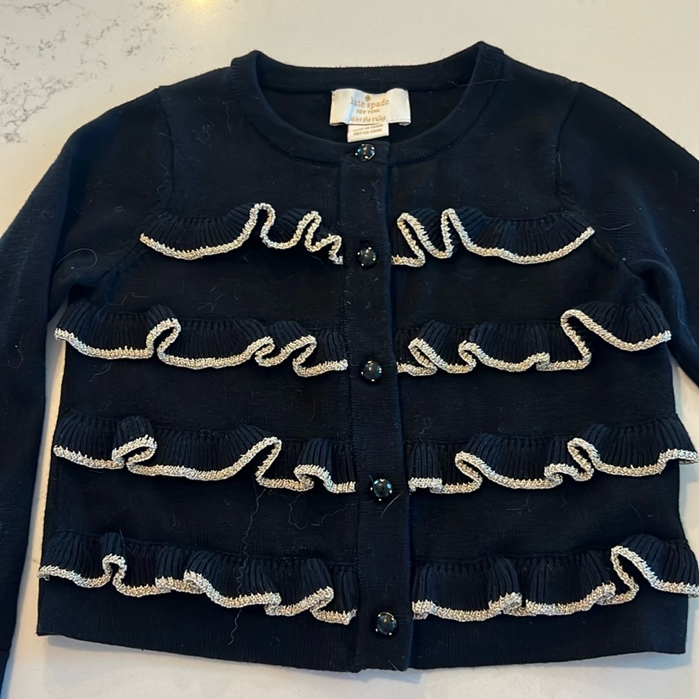 Kate Spade - black with gold ruffles - size 2 sweater